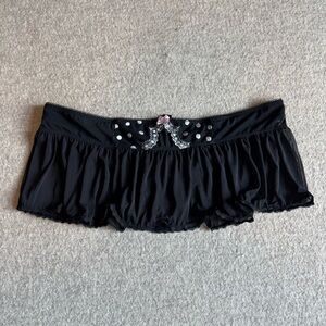 Echo Black Mini Skirt with Silver Accents